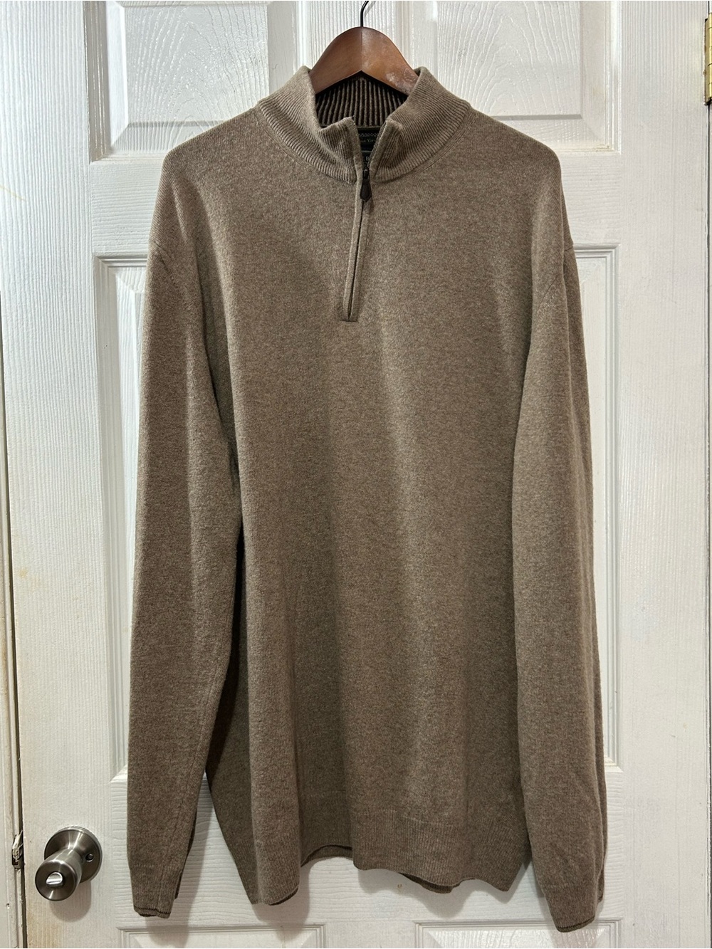 JoS. A. Bank Reserve Quarter Zip Sweater Men’s 3XLT Tan Italian Yarn Wool Cashme